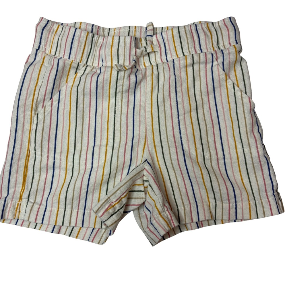 32 Degrees Cool Kids Linen Blend Striped Shorts White Multi Color S 7/8